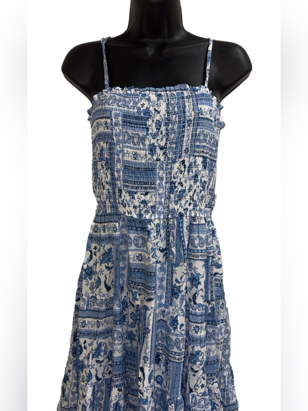 Blue & White Boho Smocked Mini Dress⭐️NWT⭐️